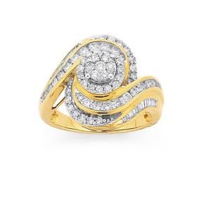 9ct-Gold-Diamond-Cluster-Wrap-Ring on sale