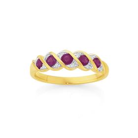 9ct+Gold+Ruby+%26+Diamond+Ring