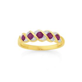 9ct-Gold-Natural-Ruby-Diamond-Ring on sale