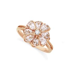 9ct+Rose+Gold+Morganite+%26amp%3B+Diamond+Ring