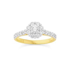 18ct+Gold+Diamond+Flower+Cluster+Ring