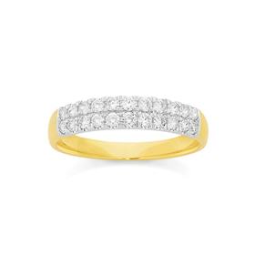 9ct+Gold+Diamond+Double+Row+Band