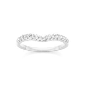 18ct+White+Gold+Diamond+Curved+Band