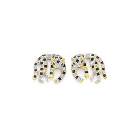 9ct+Gold+Sapphire+%26amp%3B+Diamond+Leopard+Stud+Earrings