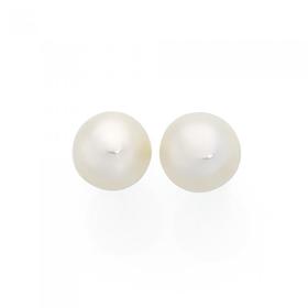 Silver-8mm-Button-Cultured-Freshwater-Pearl-Stud-Earrings on sale