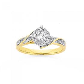 9ct-Gold-Diamond-Cluster-Ring on sale