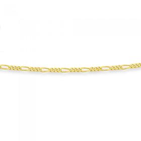 9ct+Gold+42cm+Solid+Figaro+3%2B1+Chain