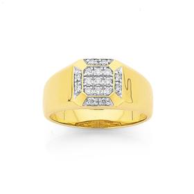 9ct-Gold-Diamond-Gents-Ring on sale