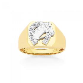 9ct-Yellow-White-Gold-Diamond-Set-Gents-Ring on sale