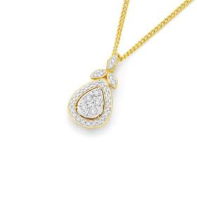 9ct+Gold+Diamond+Pear+Shape+Pendant