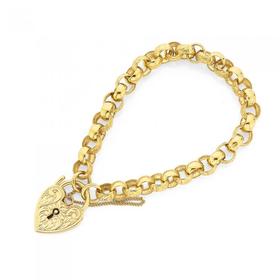 9ct-Gold-19cm-solid-Belcher-Padlock-Bracelet on sale