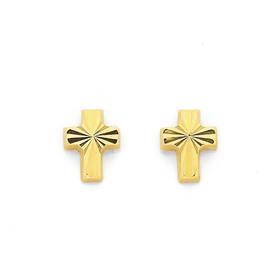 9ct-Gold-Cross-Stud-Earrings on sale