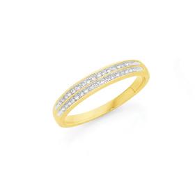 9ct+Gold+Diamond+Double+Row+Ring