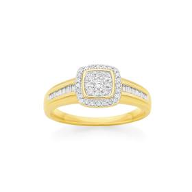 9ct-Gold-Diamond-Cushion-Shoulder-Set-Ring on sale