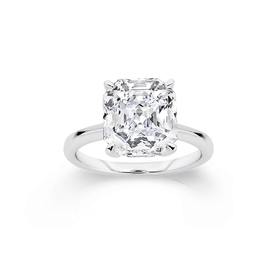 Silver+Cushion+CZ+Solitaire+Ring