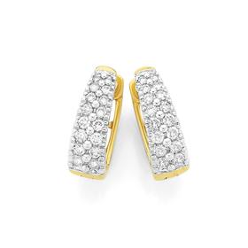 9ct+Gold+Diamond+Huggie+Earrings