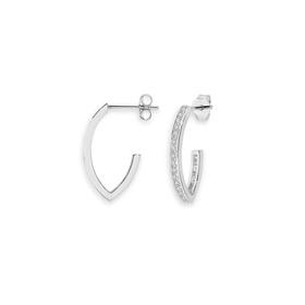 Silver-Long-CZ-Half-Hoop-Earrings on sale
