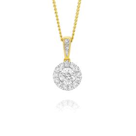 Limited+Edition+9ct+Gold+Diamond+Round+Halo+Pendant