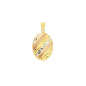 9ct-Tri-Tone-Gold-Oval-Pendant on sale