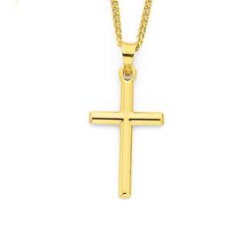 9ct+Gold+21mm+Plain+Cross+Pendant