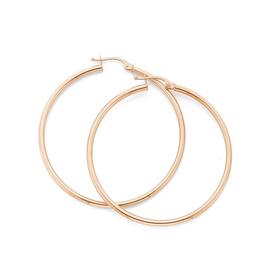 9ct-Rose-Gold-40mm-Hoop-Earrings on sale