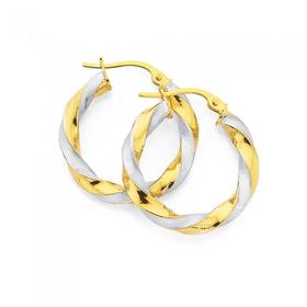 9ct-Two-Tone-Gold-15mm-Twist-Hoop-Earrings on sale