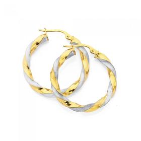 9ct-Two-Tone-Gold-20mm-Hoop-Earrings on sale