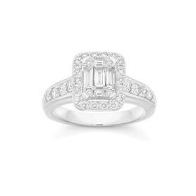9ct-White-Gold-Diamond-Emerald-Shape-Dress-Ring on sale