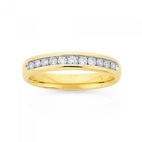 9ct+Gold+Diamond+Channel+Set+Band