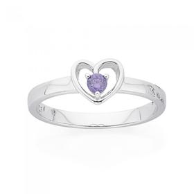 Silver-Childs-Violet-CZ-Heart-Ring on sale