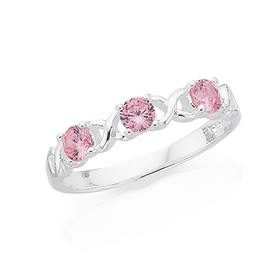 Silver+Pink+CZ+Hugs+And+Kisses+Ring