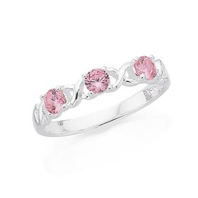 Sterling-Silver-Pink-Cubic-Zirconia-Hugs-Kissess-Ring on sale