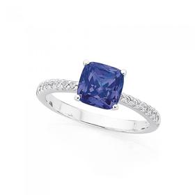 Silver-Tanzanite-CZ-CZ-Ring on sale