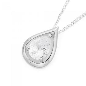 Silver-Pear-CZ-Pendant on sale