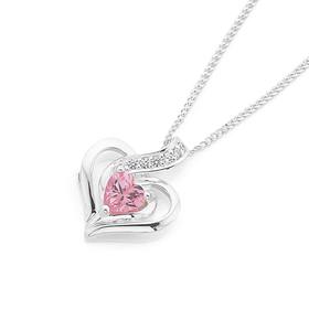 Silver-Pink-CZ-Heart-Pendant on sale