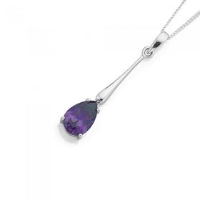 Silver-Pear-Violet-CZ-Drop-Pendant on sale