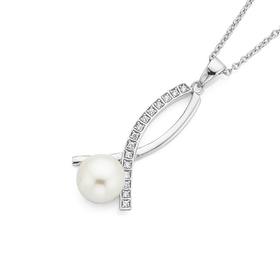 Silver-PearL-CZ-Crossover-Pendant on sale