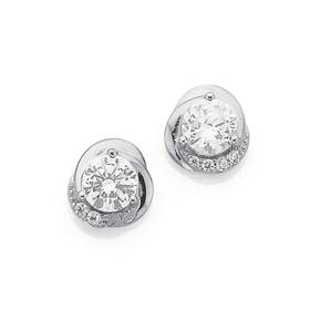 Silver-CZ-Swirl-Knot-Earrings on sale