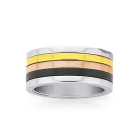 Stainless-Steel-Four-Tone-Ring-BlackBrownGold-outback-rose-ring on sale