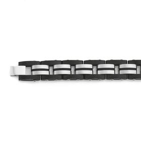 Stainless-Steel-Double-Steel-Centre-Row-Black-Track-Bracelet on sale