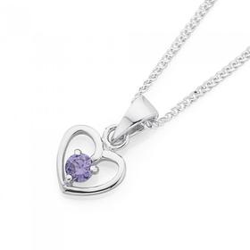 Sterling+Silver+Childs+Violet+Cubic+Zirconia+Heart+Pendant