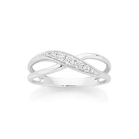 9ct-White-Gold-Diamond-Crossover-Dress-Ring on sale