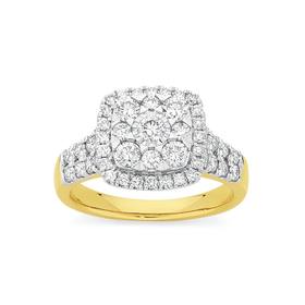 9ct-Gold-Diamond-Cushion-Shape-Dress-Ring on sale