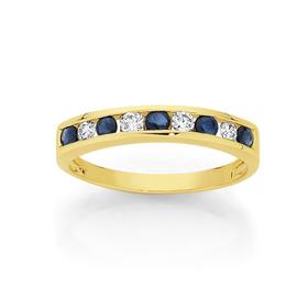 9ct-Gold-Sapphire-Diamond-Band on sale