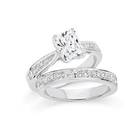 Silver+CZ+Solitaire+With+Channel+Set+Ring+Set