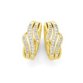 9ct+Gold+Diamond+Huggie+Earrings