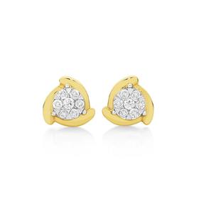 9ct+Gold+Diamond+Love+Knot+Stud+Earrings