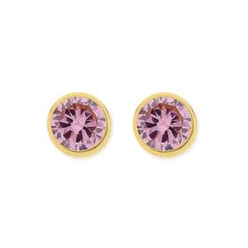 9ct-Gold-Pink-Cubic-Zirconia-Stud-Earrings on sale