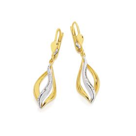 9ct-Gold-Two-Tone-Swirl-Leverback-Drop-Earrings on sale