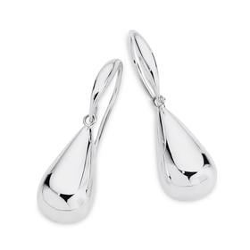 Silver+Pear+Drop+Hook+Earrings